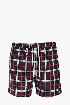 Boohoo Multi Colour Check Print Swim Short