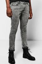 Boohoo Stretch Skinny Fit Acid Wash Jean Regular Charcoal