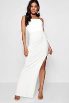 Boohoo Bandeau Fold Over Column Maxi Dress
