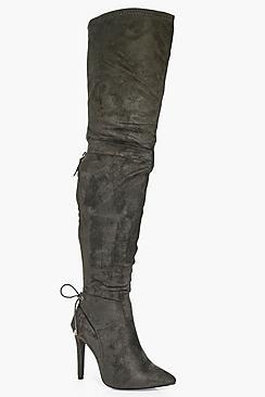 Boohoo Nancy Pointed Toe Over The Knee Boot