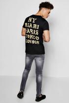 Boohoo City Back Print T Shirt Black