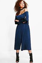 Boohoo Plus Danni Off The Shoulder Culotte Jumpsuit