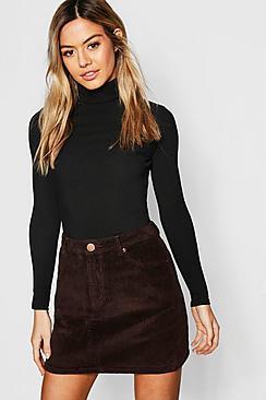 Boohoo Petite Rib Long Sleeved Turtle Neck Top