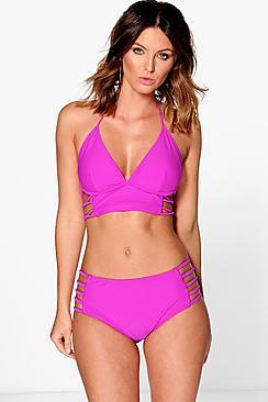 Boohoo Miami Mix And Match Strappy Longline Bikini Top