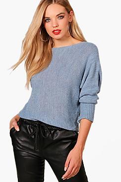 Boohoo Rebecca Fine Knit Batwing Jumper