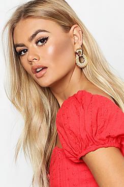 Boohoo Pineapple Door Knocker Statement Earrings