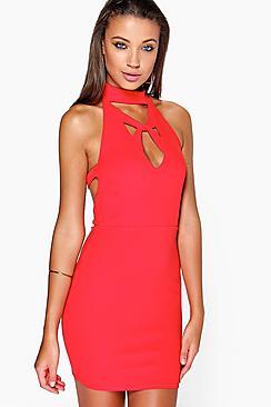 Boohoo Hannah Cross Plunge Mini Dress