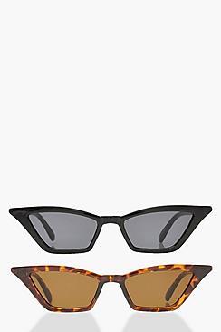 Boohoo 2 Pack Skinny Winged Eye Sunglasses