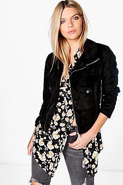 Boohoo Lauren Suedette Biker Jacket