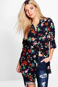 Boohoo Abigail Floral Oversized Shirt