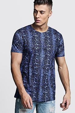 Boohoo Loose Fit Snake Print Jersey Tee