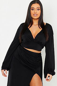 Boohoo Plus Slinky Batwing Top