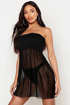 Boohoo Sheered Mini Beach Dress