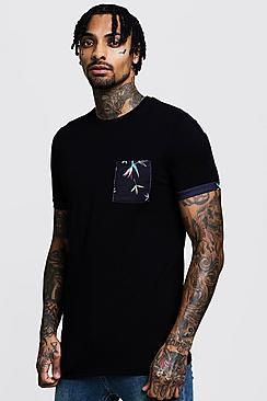 Boohoo Muscle Fit T-shirt With Floral Printed Pocket