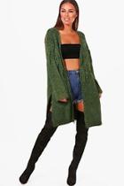 Boohoo Petite Chenille Fringed Cardigan