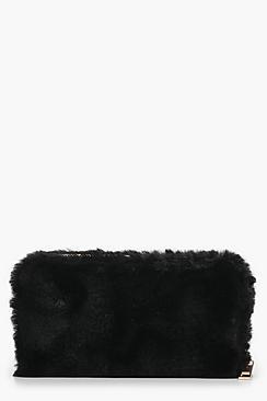 Boohoo Ellen Faux Fur Zip Around Purse