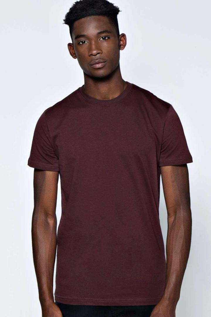 Boohoo Slim Fit Crew Neck T Shirt Burgundy
