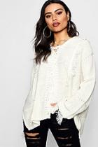 Boohoo Annie Fringe Lace Up Front Jumper