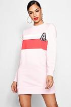 Boohoo Jenna Varsity Print Colour Block Sweat Dress