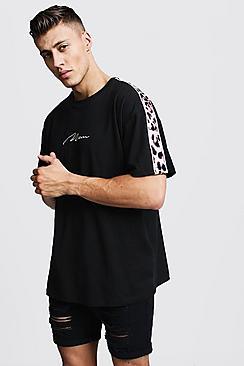 Boohoo Oversized Leopard Panel Print Man T-shirt