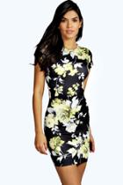 Boohoo Pollie Floral Cap Sleeve Bodycon Dress Multi