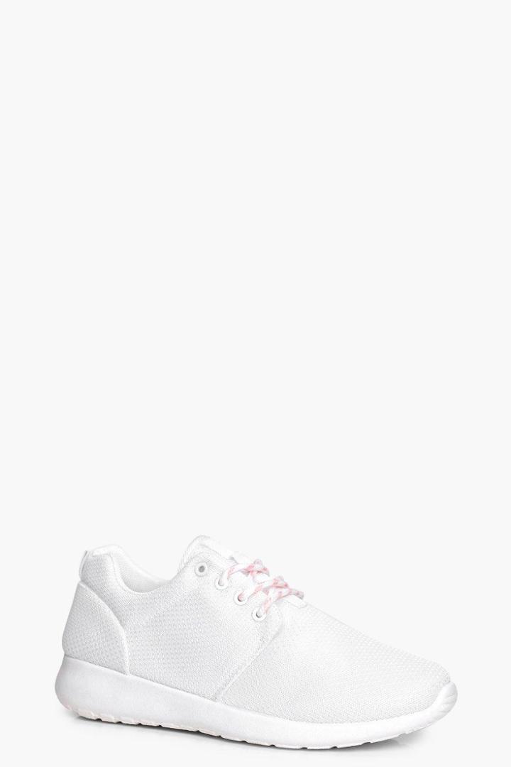 Boohoo Natalie Lace Up Trainer White