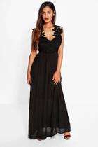 Boohoo Boutique Ula Crochet Lace Maxi Dress Black