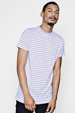 Boohoo Yarn Dye Stripe Longline Tee
