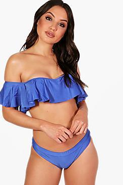 Boohoo Rio Ruffle Bardot Bikini