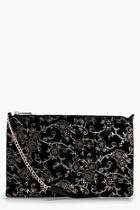 Boohoo Heather Velvet Baroque Cross Body Bag