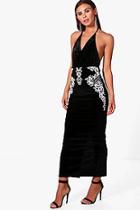 Boohoo Petite Freyja Velvet Bead Midaxi Skirt