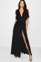 Boohoo Lace Detail Wrap Maxi Dress
