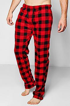 Boohoo Black And Red Checked Fleece Pyjama Pants