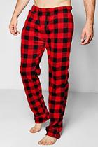 Boohoo Black And Red Checked Fleece Pyjama Pants