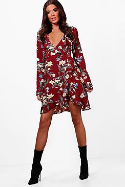 Boohoo Tall Milly Ruffle Detail Woven Tea Dress