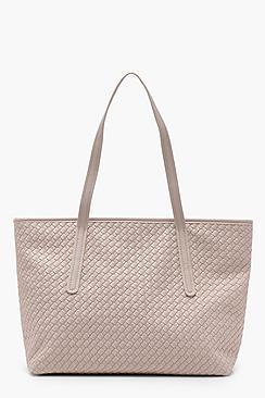 Boohoo Woven Effect Pu Tote Bag