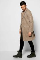 Boohoo Wool Look Ma1 Overcoat Stone