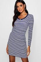 Boohoo Brooke Long Sleeve Stripe Bodycon Dress