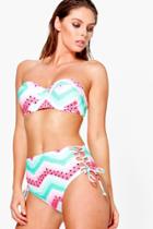 Boohoo Abigail Watermelon Lace Up Underwired Bikini Multi