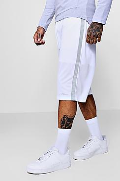 Boohoo Reflective Tape Man Print Basketball Shorts