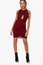 Boohoo Elisa Cross Front Ruched Side Bodycon Dress