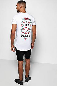 Boohoo Longline Man Rose Muscle Fit T Shirt