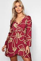 Boohoo Plus Chain Printed Wrap Dress