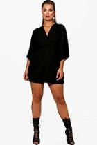 Boohoo Plus Esme Knot Detail 3/4 Sleeve Dress