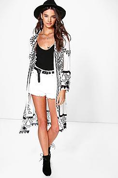 Boohoo Erin Monoprint Longline Kimono