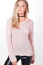Boohoo Grace Slit Shoulder Slouchy Jumper