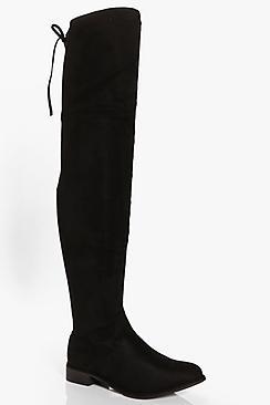 Boohoo Taylor Flat Thigh High Boot