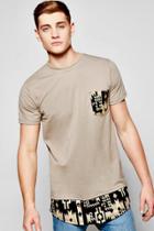 Boohoo Longline Aztec Print T Shirt Taupe