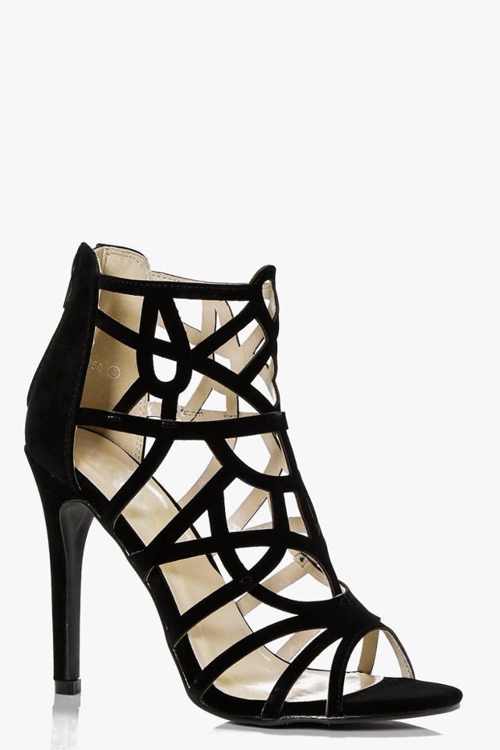Boohoo Jessica Cage Stiletto Heels Black