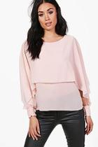 Boohoo Annabelle Layered Open Sleeve Blouse